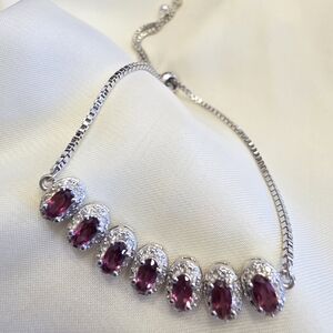 Orissa Rhodolite Garnet, Platinum Bond Brass Bracelet